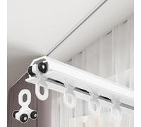 Rail de Rideau Encastré Caché - Rail Rideaux Plafond Ultra-Fin de 16 mm en Aluminium avec Poulie Silencieuse, 1-6 m Tringle à Rideau Separation de Piece pour Chambre Salon Hôtel(Blanc,3.5m(11.5ft))