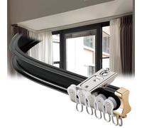 Rail de Rideau Flexible 100-660 cm pour Rideaux de Douche, Rails Droits/Courbes, avec roulettes, coulissement Fluide, conçu pour Suspendre des Rideaux Lourds, Fixation Murale.