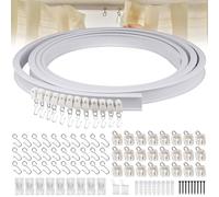 Rail de rideau flexible de 5 m avec roulettes silencieuses, rideau pour rail, séparateur de pièce, système de rails pour rideau de douche, rail de séparation d'espace, camping-car, hôpital