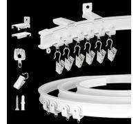Rail de rideau flexible et pliable - Support mural de plafond de 3,7 m pour rideaux, séparateur de pièce - Rail à rideau incurvé - Système de rail de rideau de plafond robuste pour baies vitrées de