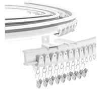 Rail de rideau flexible pour fenêtre droite - Rail de plafond pliable en plastique blanc - Rails à rideaux incurvés et raccords muraux pour rideau de douche RV - Système de séparation de pièce