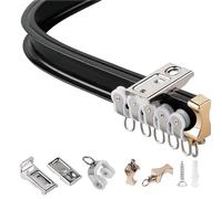 Rail de rideau flexible pour montage au plafond ou au mur, comprend des supports, des ancrages, des vis, un rail droit ou incurvé, parfait pour les rideaux de douche, les séparateurs de pièce, la