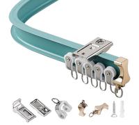 Rail de rideau flexible pour montage au plafond ou au mur, comprend des supports, des ancrages, des vis, un rail droit ou incurvé, parfait pour les rideaux de douche, les séparateurs de pièce et plus