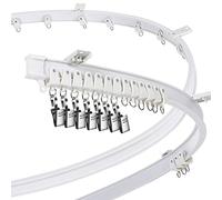 Rail de Rideau Incurvé de Plafond Support Pliable pour Tringle à Rideaux Lit Superposé Fenêtre en Baie Séparateur de Pièce Droit Flexible (Blanc, 5 m/ 16,4 ft)