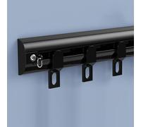 Rail De Rideau (Installation Au Plafond Et sur Le Côté), Rail Rideaux en Alliage D'aluminium Ultra-Fin avec Crochets Coulissants Silencieux Et Fluides(Black - Wall Mount,1.60 M)