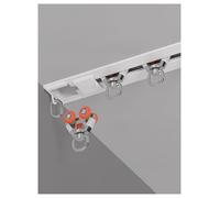 Rail de rideau invisible coulissant dissimulé avec 4 roues - Séparateur de pièce pour salon et séparation de l'intimité (lait 210 cm) - Design sans couture et installation facile