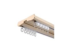 Rail De Rideau, Rail Rideaux Plafond, Voie De Rideau De Séparation De Pièce, Système Résistant En Aluminium De Voie De Plafond, Rideau À Double Rail Joint (Color : Gold, Size : 130cm/4.3ft)