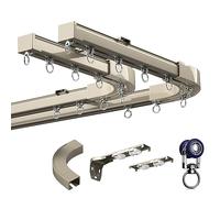 Rail de rideau réglable pour fenêtre droite et baie vitrée au plafond ou au mur, système de rideau flexible, séparateur de pièce, longueur personnalisable pour une installation facile