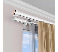 Rail de rideau robuste à double rangée, tringle murale, séparateur pièce, facile installer for salon, chambre coucher, séparation douche(White,1.6m(5.2ft))