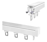 Rail de Rideau Robuste à Tringles Simples pour Rideaux, Tentures et Séparateurs de Pièce, Système de Rail de Rideau à Montage au Plafond ou au mur, Rail de Rideau Coulissant(Blanc,140cm(4.6ft))