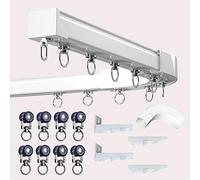 Rail de rideau robuste pour baie vitrée avec connecteurs d'angle à rouleau pour accrocher des stores et rideaux - Rail simple/double pôle droit/incurvé