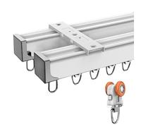 Rail de rideau simple/double pour décoration d'intérieur, comprend des raccords d'installation, un séparateur de pièce d'intimité - Guide de rideau blanc élégant