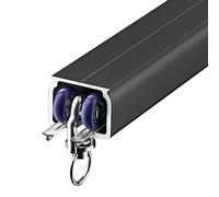 Rail de Rideau, Tringle rideau 2m 3m 4m 5m 6m 8m 10m 12m 15m Tringle À Rideaux Pour Séparation De Pièces Noir, Rails Pour Rideaux Coulissants En Aluminium Pour Fenêtres/ Plafond/ Mur(Wall Mount,4.5m/1