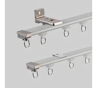 Rail De Rideau Ultra-Fin en Aluminium, Montage Plafond/Mur, Rail Rideaux Silencieux De 0.9cm, sans Impact sur L'ouverture des Fenêtres Intérieures Et Extérieures(White A,80cm/2.6ft)