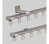 Rail De Rideau Ultra-Fin en Aluminium, Montage Plafond/Mur, Rail Rideaux Silencieux De 0.9cm, sans Impact sur L'ouverture des Fenêtres Intérieures Et Extérieures(Gray B,110cm/3.6ft)