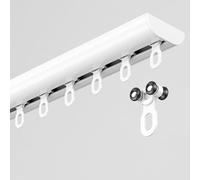 Rail de rideau ultra fin - Système simple de montage au plafond - 1,4 m - En alliage d'aluminium - Pour cloisons de pièce - Blanc - Léger et facile à installer
