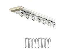 Rail de Rideau Ultra-Mince Aluminium 50 120 350 480 600 780 800 cm Tringle à Rideau Robuste, Mute Rail Rideaux Montée au Plafond pour Bureau, Salon, Chambre(Blanc,130cm)