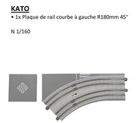 Rail de rue courbe, R180mm 45°, à gauche, UNITRAM - KATO 40-103 - N 1/160