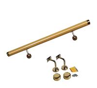 Rail de support antidérapant en PVC imperméable pour marches extérieures et escaliers intérieurs - Pour personnes âgées et enfants - Comprend des supports muraux dorés - 6,1 m - Couleur bois