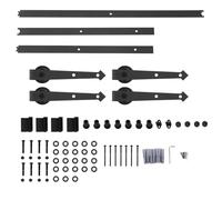 Rail de suspension pour porte de grange - En acier au carbone - Robuste - 2,4 m - Double porte coulissante - Pour portes coulissantes, armoires, granges, intérieur et extérieur - Noir