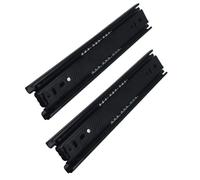 Rail de tiroir en acier laminé à froid, boule rail coulissant 4510, roulement réglable trois sections, extractible, 2 pièces(4008T-14inch(black)32.5cmlong)