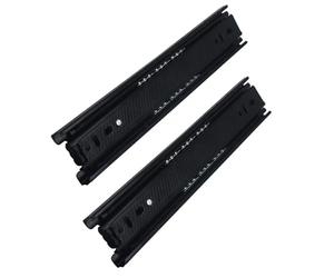 Rail de tiroir en acier laminé à froid, boule rail coulissant 4510, roulement réglable trois sections, extractible, 2 pièces(4008T-14inch(black)32.5cmlong)