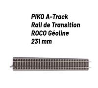 Rail de transition Droit 231 mm avec ballast Roco Géoline-HO 1/87-PIKO 55433