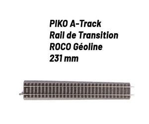 Rail de transition Droit 231 mm avec ballast Roco Géoline-HO 1/87-PIKO 55433