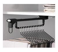 Rail de vêtements de tir réglable 25-55 cm - Tie à placard en acier robuste pour pantalon et rangement de vêtements, cintre de garde-robe à économie d'espace, capacité de charge de 25 kg (noir,