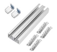 Rail de voie de porte coulissante, Kit de quincaillerie for porte coulissante, rail monté au plafond avec 8 supports de roue, guide au sol, plusieurs tailles, lot de 1 ensemble(45 in/114.3 cm)