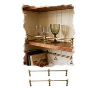 Rail D'étagère 2 Pcs Rails en Laiton pour Étagères, Barre de Protection Anti-Basculement pour Cuisine et Vitrines Commerciales, Longue Sécurité pour Bibliothèques(Gold,34cm/13.4in)