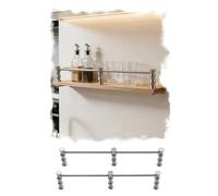 Rail D'étagère 2 Pcs Rails en Laiton pour Étagères, Barre de Protection Anti-Basculement pour Cuisine et Vitrines Commerciales, Longue Sécurité pour Bibliothèques(Silver,62cm/24.4in)