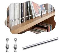 Rail D'éTagèRe En Laiton Ensemble de Rails de Protection pour Étagères de Bibliothèque 25-150 cm, Montants de 5 mm pour Étagères de Meubles, Barre de Protection Décorative(Silver A,117cm(46"))