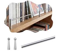 Rail D'éTagèRe En Laiton Ensemble de Rails de Protection pour Étagères de Bibliothèque 25-150 cm, Montants de 5 mm pour Étagères de Meubles, Barre de Protection Décorative(Silver C,61cm(24"))
