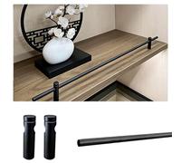 Rail D'éTagèRe En Laiton Lot de 2 Garde-corps pour Étagère Métallique, Barre de Protection Frontale Décorative pour Bibliothèque, Montants de Garde-corps et Supports(Black,22in (56cm))