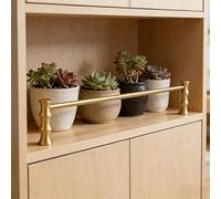 Rail D'éTagèRe En Laiton Lot de 5 Rails de Tablette/Barres de Galerie en Laiton, Rambarde Décorative pour Étagères de Placards de Cuisine, Barre de Protection Tubulaire Ronde(140cm(55 1/8"))