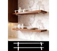 Rail D'étagère Ensemble de 2 Barrières Protection pour Étagère Blanches, pour Étagères Flottantes Cuisine et Salle Bain, Barre Retenue pour Livres, Bouteilles Vin(124cm/48.8in)