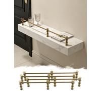 Rail D'étagère Lot de 4 Rails Galerie en Laiton avec Poteaux pour Bureau, Étagère, Meuble Antique, Étagères Flottantes pour Salle Bain et Cuisine, Empêche(16in/41cm)