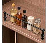 Rail D'étagère Rail de Étagère en Métal Noir pour Rangement de Cuisine, Rail de Étagères Suspendues avec 2 Supports, Barre D'Arrêt Décorative pour Étagère Protège(A,52" (132 cm))