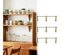 Rail D'étagère Set de 3 Garde-Corps en Laiton Doré pour Étagères, Barres Décoratives Anti-Basculement pour Bibliothèque Et Armoire, Colonnettes de Rampe Robustes(Type C,86" (218 cm))