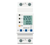 Rail Din 63A 80A 110V 230V, dispositif de protection réglable contre les surtensions et les sous-tensions, protection de limite de courant, voltmètre Kwh