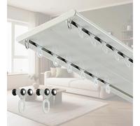 Rail Double for rideaux Conception ultra-mince Tringle à rideaux Installation au plafond séparateur de pièce for chambres à coucher, salons, hôtels, hôpitaux(White,6.5m/21.3ft)