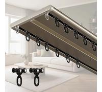 Rail Double for rideaux Conception ultra-mince Tringle à rideaux Installation au plafond séparateur de pièce for chambres à coucher, salons, hôtels, hôpitaux(Gold,6.5m/21.3ft)