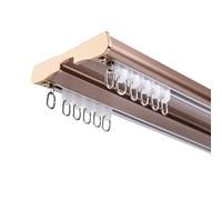 Rail double rail silencieux pour montage au plafond 100-400 cm Traitement de fenêtre avec kit d'encastrement Marron Parfait pour le salon et la chambre à coucher (340 cm)