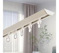 Rail droit de montage au plafond en aluminium noir avec rouleaux silencieux pour rideaux, cloisons de séparation, auvents de douche, solution durable de fixation au plafond et au mur