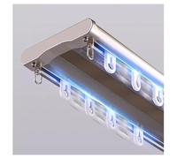 Rail en aluminium silencieux à double rangée - 290 cm - Support de plafond pour salon, chambre à coucher, hôpital - Barre coulissante couleur champagne
