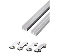 Rail en verre acrylique épaissi, accessoires de roue de rail en alliage d'aluminium, glissière de vitrine à double rail for porte coulissante en verre de 5 mm, facile à installer(35.4in/90cm)