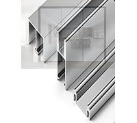 Rail en verre acrylique, rail en aluminium de 5 mm avec kit de rail coulissant silencieux for vitrines, bibliothèques et armoires(Silver,71in/180cm)