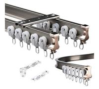 Rail flexible double rail de 10 m - Fixation au plafond/mur, design silencieux pour cloisons de séparation de pièce et douches, couleur champagne, longueur 460 cm, parfait pour la maison et le bureau