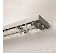 Rail mural silencieux en aluminium - Imitation grain de bois, système de poulie double de 3,60 m pour un glissement fluide, montage latéral, parfait pour la décoration de la maison